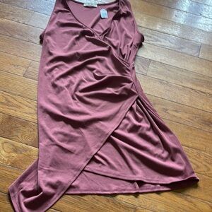 Pink Asymmetrical Slip Dress V-Neck Cocktail